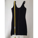 Black Ribbed Bodycon Dress With Button Accent S