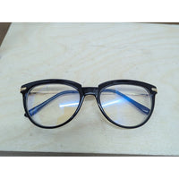 Sleek Black Eyeglasses With Silver Accent Frames Blue Light Blocking