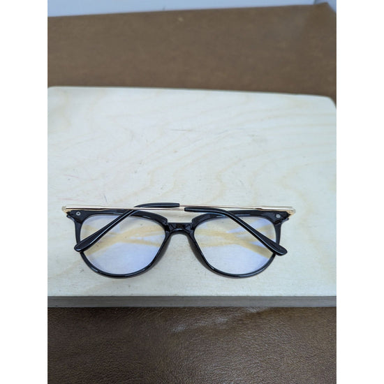 Sleek Black Eyeglasses With Silver Accent Frames Blue Light Blocking