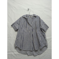Madewell Blue & White Striped Button-Back Oversized Shirt Collared Hi-Low Hem Lightweight Cotton XS