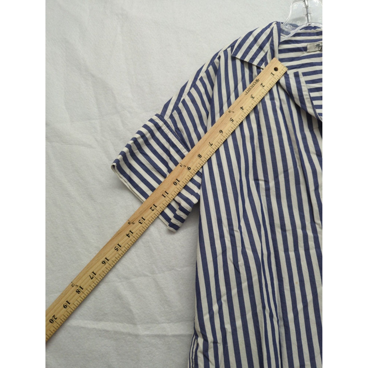 Madewell Blue & White Striped Button-Back Oversized Shirt Collared Hi-Low Hem Lightweight Cotton XS