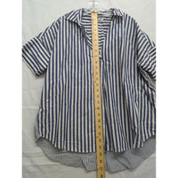 Madewell Blue & White Striped Button-Back Oversized Shirt Collared Hi-Low Hem Lightweight Cotton XS