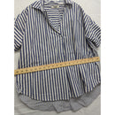 Madewell Blue & White Striped Button-Back Oversized Shirt Collared Hi-Low Hem Lightweight Cotton XS