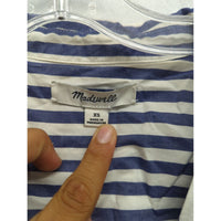 Madewell Blue & White Striped Button-Back Oversized Shirt Collared Hi-Low Hem Lightweight Cotton XS