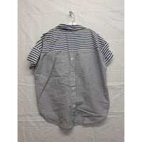 Madewell Blue & White Striped Button-Back Oversized Shirt Collared Hi-Low Hem Lightweight Cotton XS