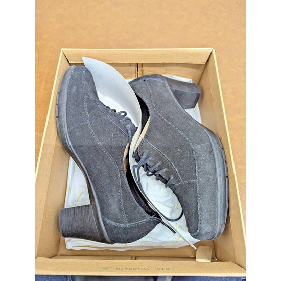 Clarks Black Suede Lace-Up Wedge Comfort Shoes