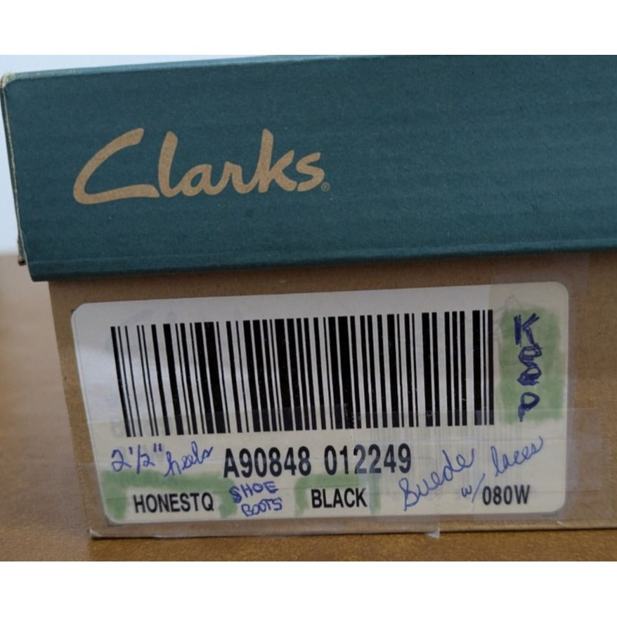 Clarks Black Suede Lace-Up Wedge Comfort Shoes