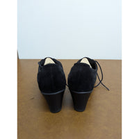 Clarks Black Suede Lace-Up Wedge Comfort Shoes
