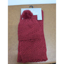 Couture Gems Scarf Gloves & Hat Set - Red Knit With Sequins & Pom Pom