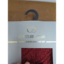 Couture Gems Scarf Gloves & Hat Set - Red Knit With Sequins & Pom Pom