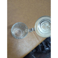Vintage Glass Beer Stein With Pewter Lid & Sailboat Etching Anchor Design On Lid 5.5 Inches Tall