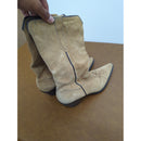 Vintage Suede Western Cowboy Boots Beige Leather Upper Women’s 8M Pointed Toe Made In Brazil