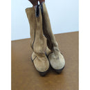 Vintage Suede Western Cowboy Boots Beige Leather Upper Women’s 8M Pointed Toe Made In Brazil