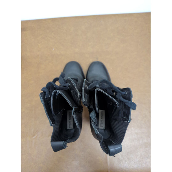 Steve Madden Black Leather Lace-Up Platform Boots With Chunky Heel Women’s Size 10M