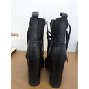 Steve Madden Black Leather Lace-Up Platform Boots With Chunky Heel Women’s Size 10M