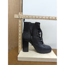 Steve Madden Black Leather Lace-Up Platform Boots With Chunky Heel Women’s Size 10M