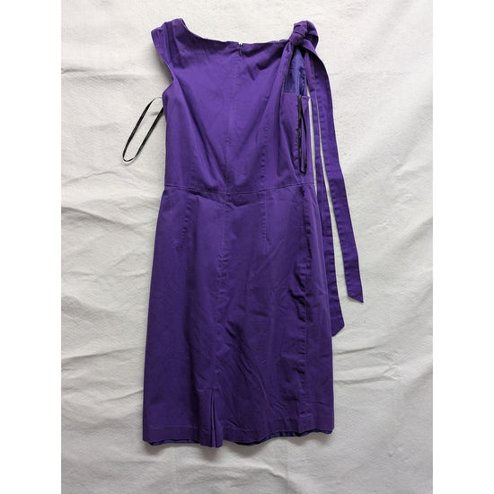 Calvin Klein Purple Sleeveless Knee-Length Dress With Side Zip & Tie Accents