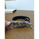 Silver Leopard Buckle Black Leather Belt Men’s 46 Inches Adjustable Stylish Accessory