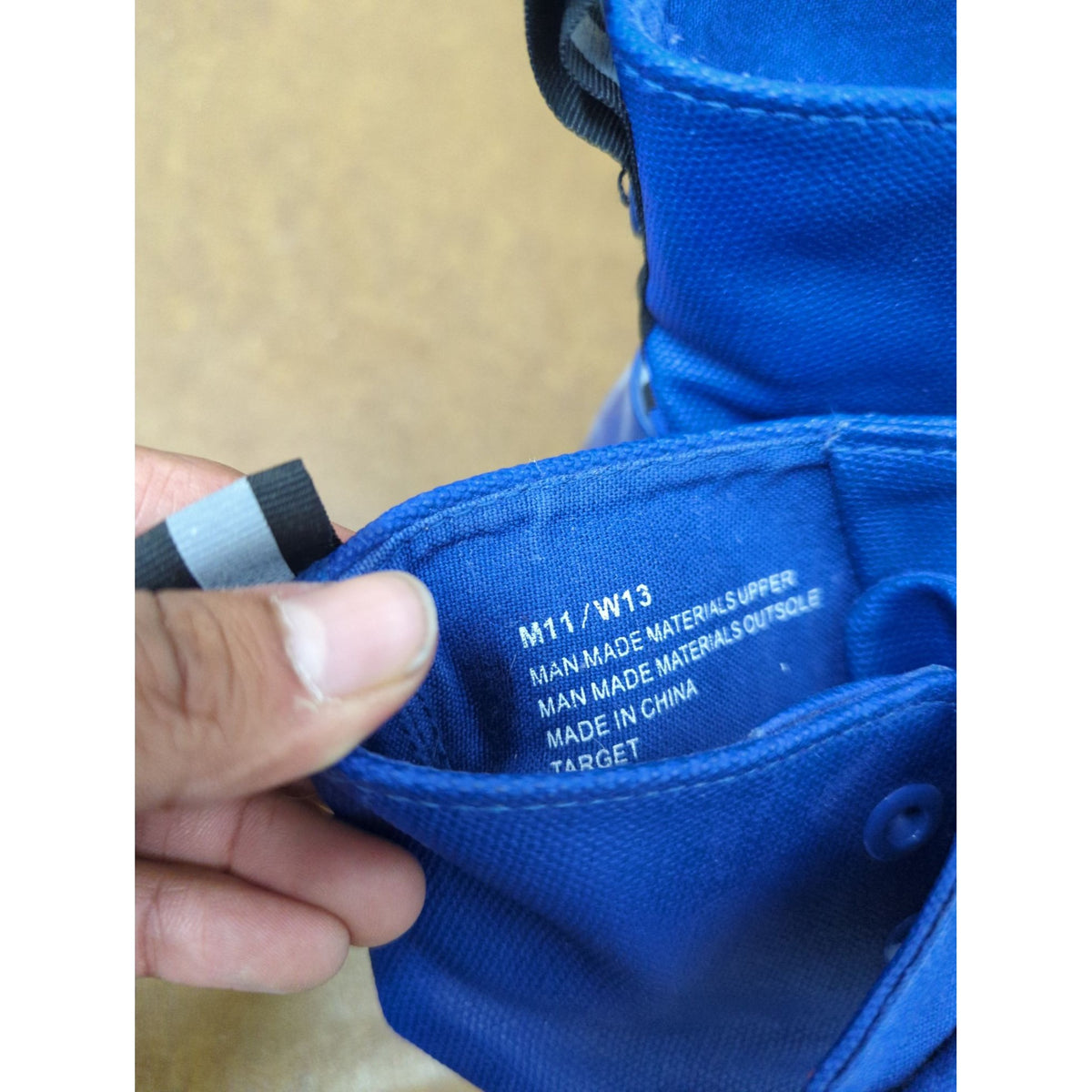 Hunter Blue High-Top Canvas Mens Shoes With Rubber Soles & Lace-Up Closure Size M11/W13