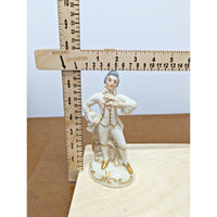 Vintage Porcelain Figurine Elegant Rococo Male Dancer White Gold Accents
