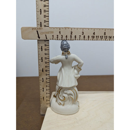 Vintage Porcelain Figurine Elegant Rococo Male Dancer White Gold Accents