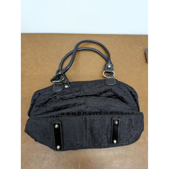 Giani Bernini Black Monogram Shoulder Bag With Double Straps And Silver Hardware