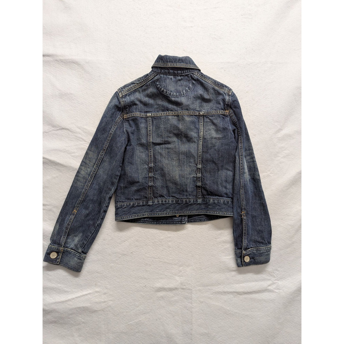 Express Womens Classic Blue Denim Jacket Button Front Vintage Wash