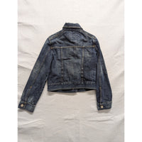 Express Womens Classic Blue Denim Jacket Button Front Vintage Wash