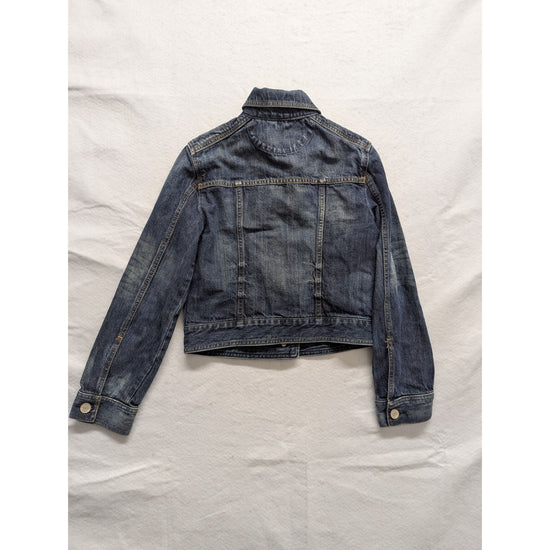Express Womens Classic Blue Denim Jacket Button Front Vintage Wash