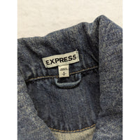 Express Womens Classic Blue Denim Jacket Button Front Vintage Wash