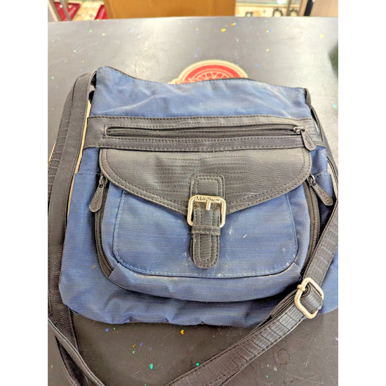 Multi Sac Blue Gray Crossbody Travel Bag With Lizard Texture Leather Trim