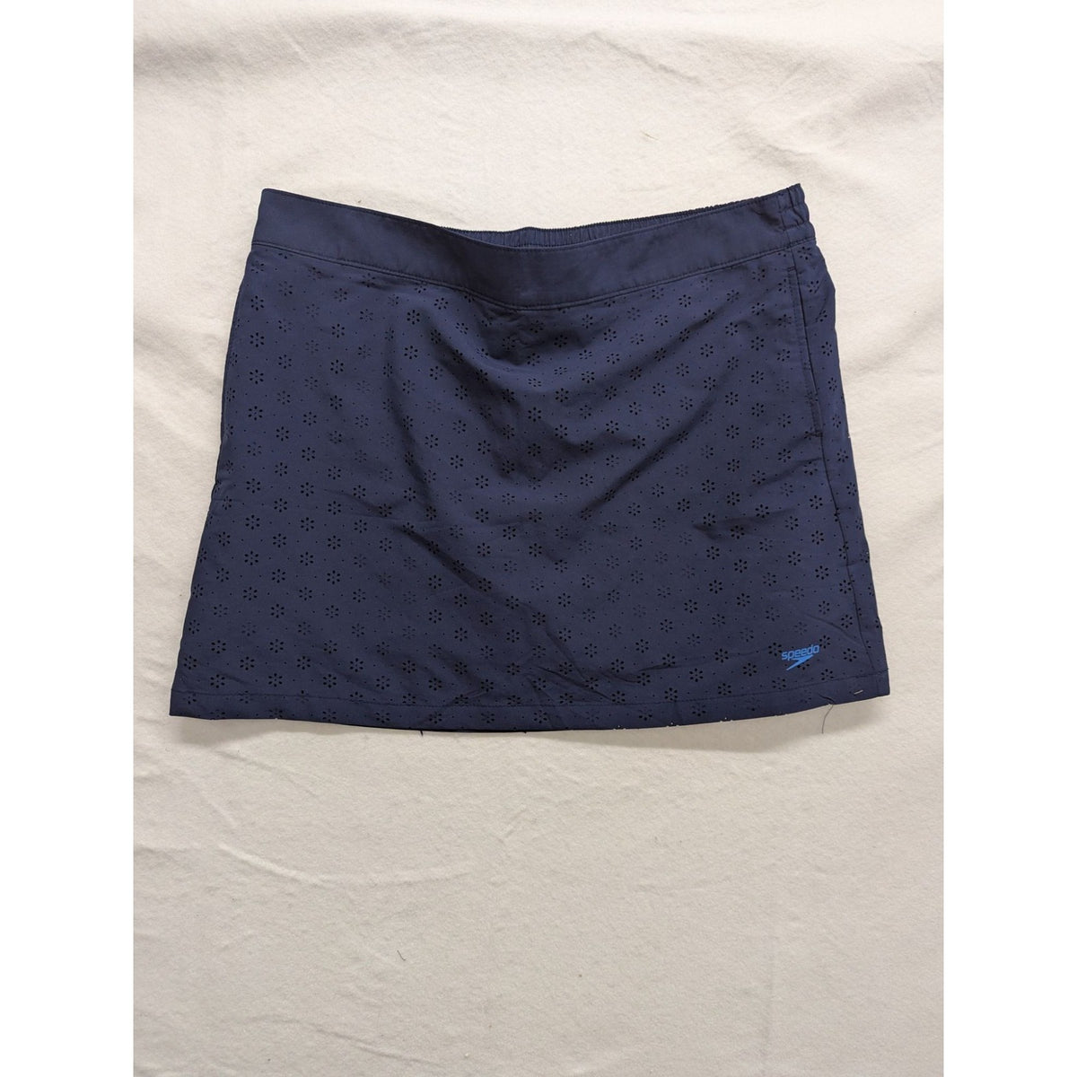 Speedo Womens Swim Skirt XL Navy Blue Elastic Waist With Laser Cut Design