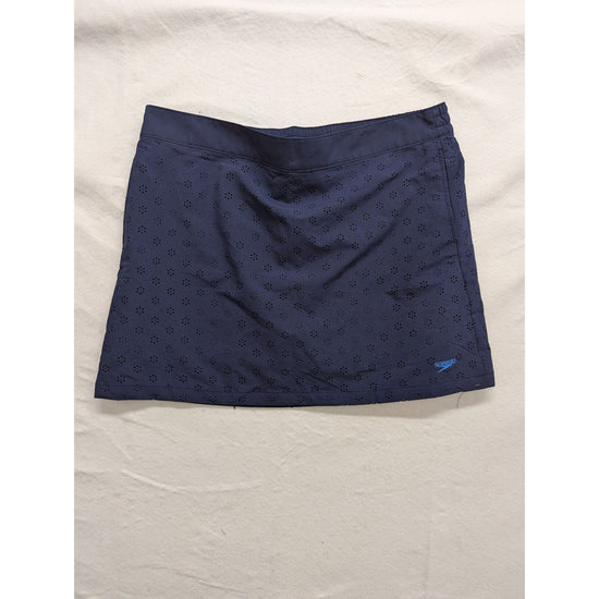 Speedo Womens Swim Skirt XL Navy Blue Elastic Waist With Laser Cut Design