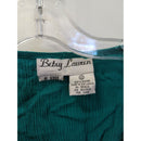 Betsy Lauren Green Crinkle Rayon Button-Up Short Sleeve Top With Fringe Hem Womens Size 12