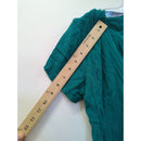 Betsy Lauren Green Crinkle Rayon Button-Up Short Sleeve Top With Fringe Hem Womens Size 12