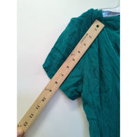 Betsy Lauren Green Crinkle Rayon Button-Up Short Sleeve Top With Fringe Hem Womens Size 12