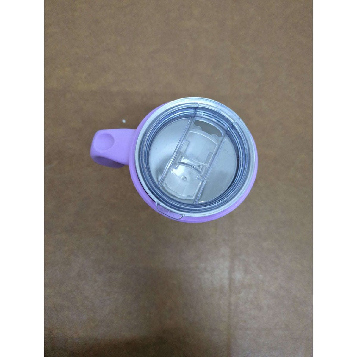 Stainless Steel Tumbler With Purple Handle & Lid - 7" Tall - Insulated Mug For Hot & Cold Drinks