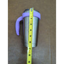 Stainless Steel Tumbler With Purple Handle & Lid - 7" Tall - Insulated Mug For Hot & Cold Drinks