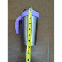 Stainless Steel Tumbler With Purple Handle & Lid - 7" Tall - Insulated Mug For Hot & Cold Drinks