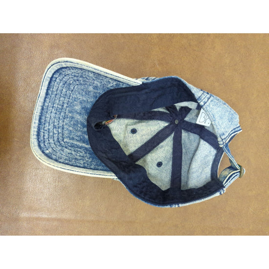 Denim Baseball Cap With Rainbow Embroidery Adjustable Strap Light Wash