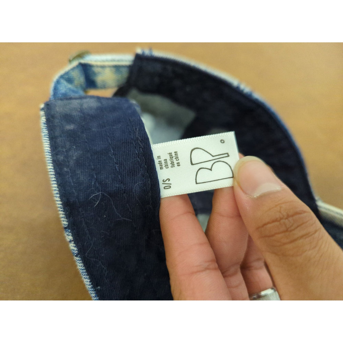 Denim Baseball Cap With Rainbow Embroidery Adjustable Strap Light Wash