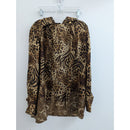 St John Animal Print Silk Blend Blouse With Paisley Trim