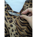 St John Animal Print Silk Blend Blouse With Paisley Trim