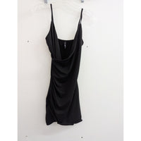 Yandy Black Cowl Neck Mini Dress With Draped Detailing & Spaghetti Straps Size S