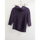 M Collection Purple Petite Cowl Neck Sweater 3/4 Sleeve Textured Knit P/XL
