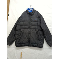 Nike Black Puffer Jacket With Blue Logo Mens L Insulated Full-Zip Winter Coat