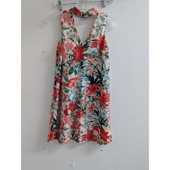 Xoxo Womens Floral Sleeveless Halter Dress XS Multicolor