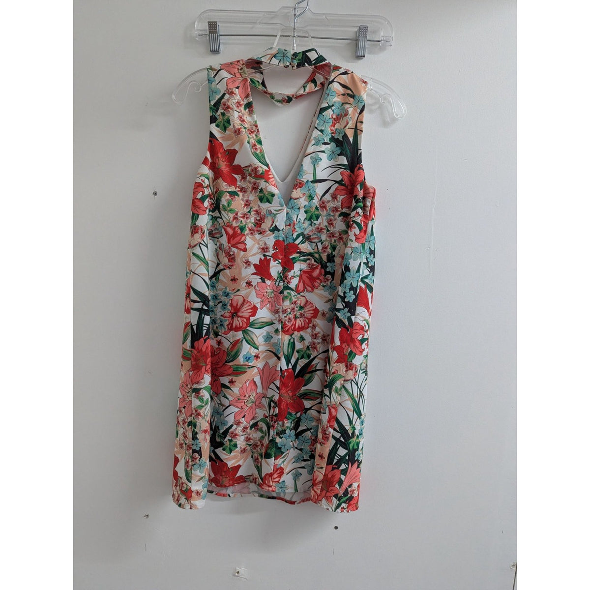 Xoxo Womens Floral Sleeveless Halter Dress XS Multicolor