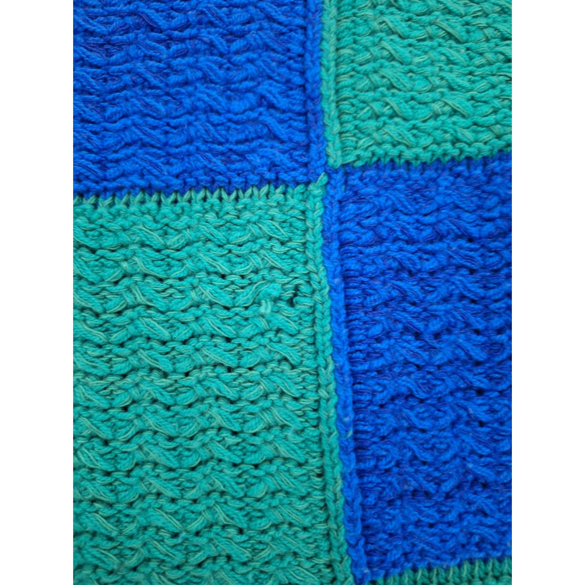 Asos Design Cropped Knit Sweater Blue & Green Checkered Pattern Size Tall UK 8 U