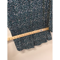 Adrianna Papell Green Polka Dot Print Blouse With 3/4 Sleeves & Keyhole Back Womens 1X